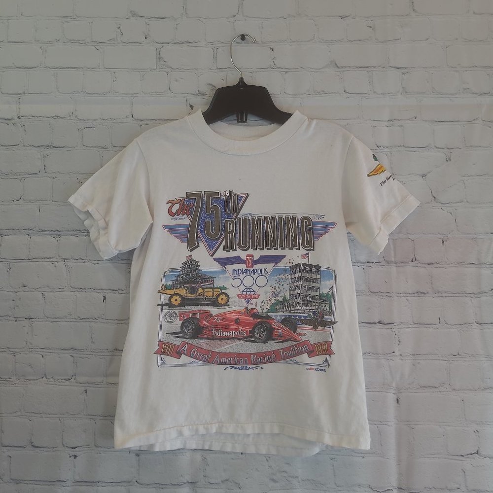 Vintage Indianapolis 500 Tee White - Medium (Youth)